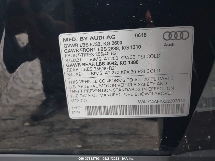 2018 AUDI SQ5 PRESTIGE WA1C4AFYXJ2203014