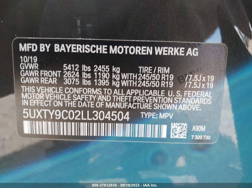 2020 BMW X3 M40I - 5UXTY9C02LL304504