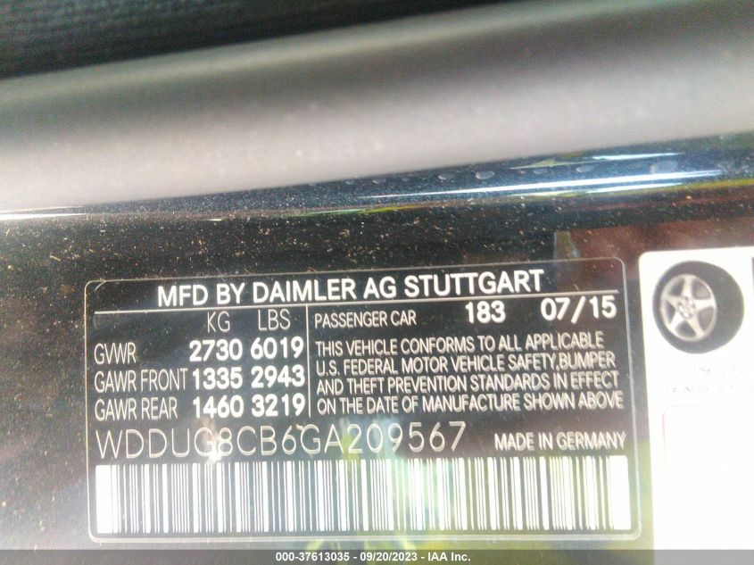 2016 MERCEDES-BENZ S-CLASS S 550 WDDUG8CB6GA209567