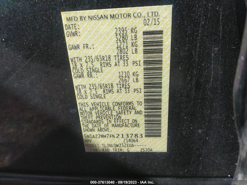 2015 NISSAN MURANO SV - 5N1AZ2MH7FN213783