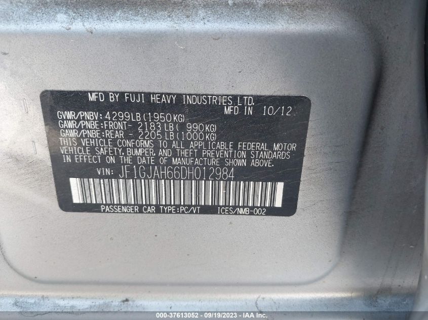 2013 SUBARU IMPREZA SEDAN LIMITED - JF1GJAH66DH012984