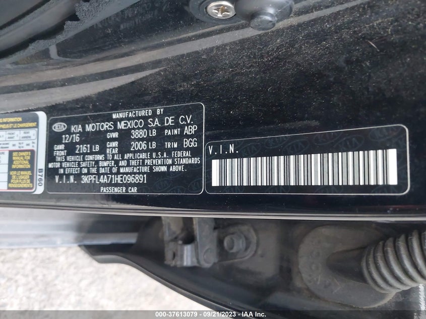 VIN 3KPFL4A71HE096891 2017 KIA FORTE LX