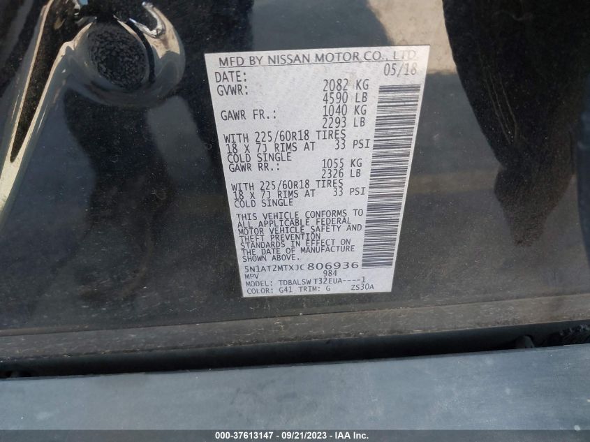 2018 NISSAN ROGUE SL - 5N1AT2MTXJC806936