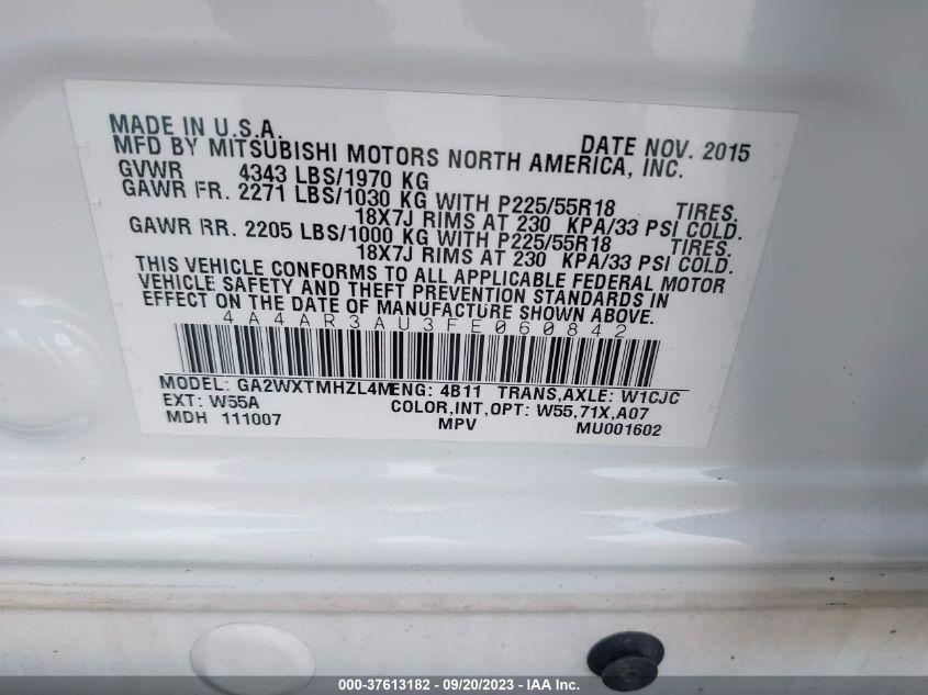 2015 MITSUBISHI OUTLANDER SPORT ES - 4A4AR3AU3FE060842