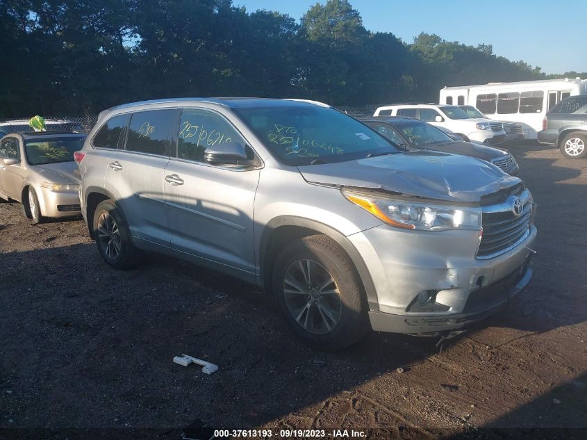 2016 TOYOTA HIGHLANDER XLE - 5TDJKRFH5GS305548