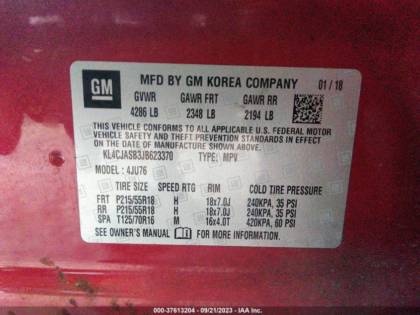 2018 BUICK ENCORE PREFERRED - KL4CJASB3JB623370