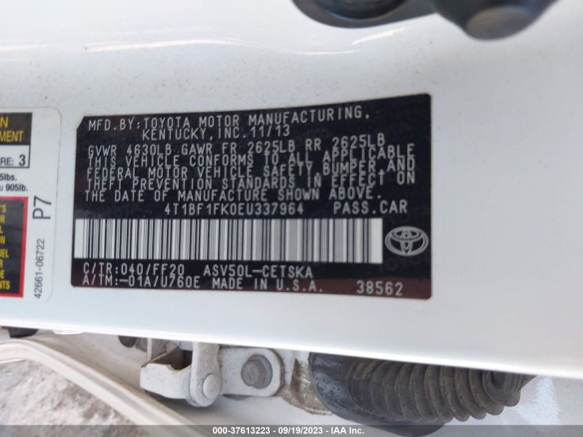 2014 TOYOTA CAMRY L/SE/LE/XLE - 4T1BF1FK0EU337964