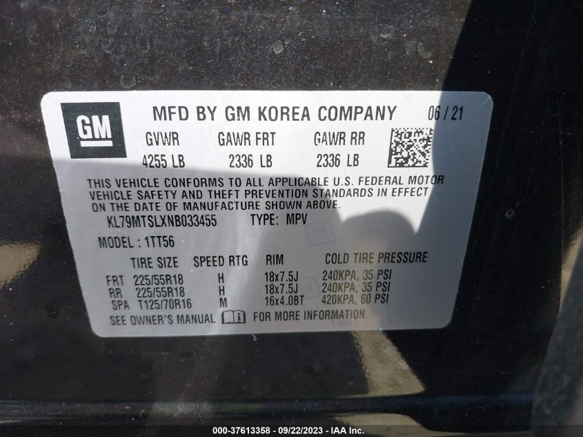 2022 CHEVROLET TRAILBLAZER RS - KL79MTSLXNB033455