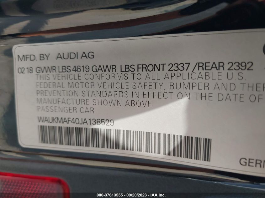 2018 AUDI A4 PREMIUM - WAUKMAF40JA138529