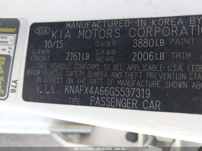 2016 KIA FORTE LX - KNAFX4A66G5537319