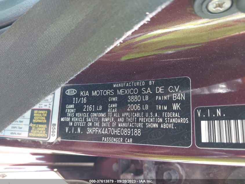 2017 KIA FORTE LX - 3KPFK4A70HE089188