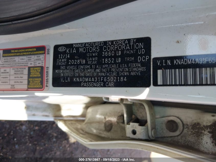 2015 KIA RIO LX - KNADM4A31F6502184