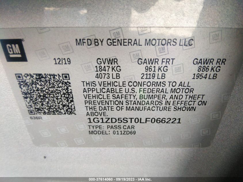2020 CHEVROLET MALIBU LT - 1G1ZD5ST0LF066221