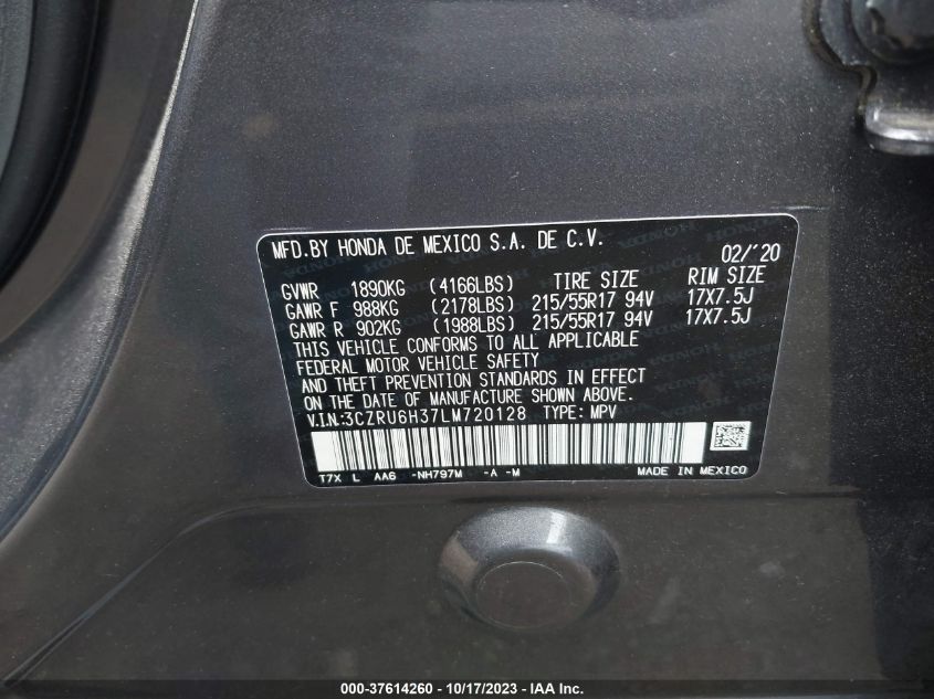 2020 HONDA HR-V LX - 3CZRU6H37LM720128