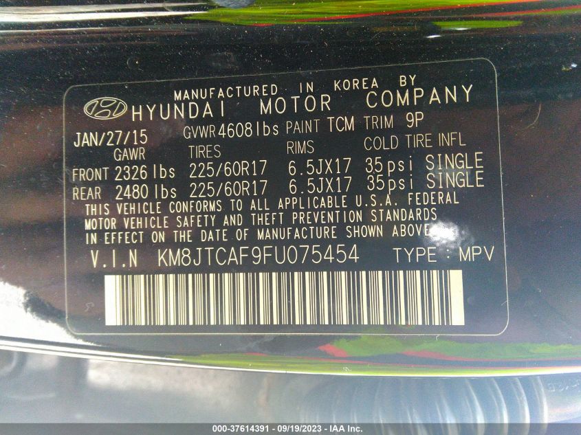 2015 HYUNDAI TUCSON GLS - KM8JTCAF9FU075454