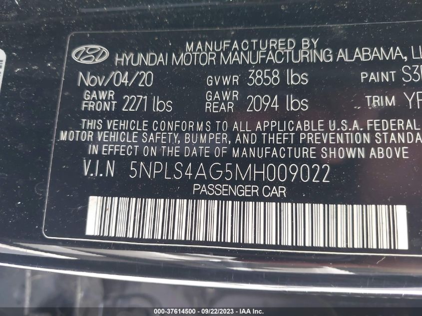 2021 HYUNDAI ELANTRA SEL - 5NPLS4AG5MH009022