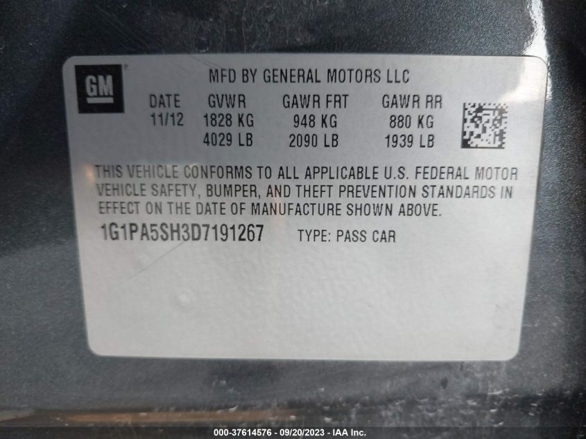 2013 CHEVROLET CRUZE LS - 1G1PA5SH3D7191267