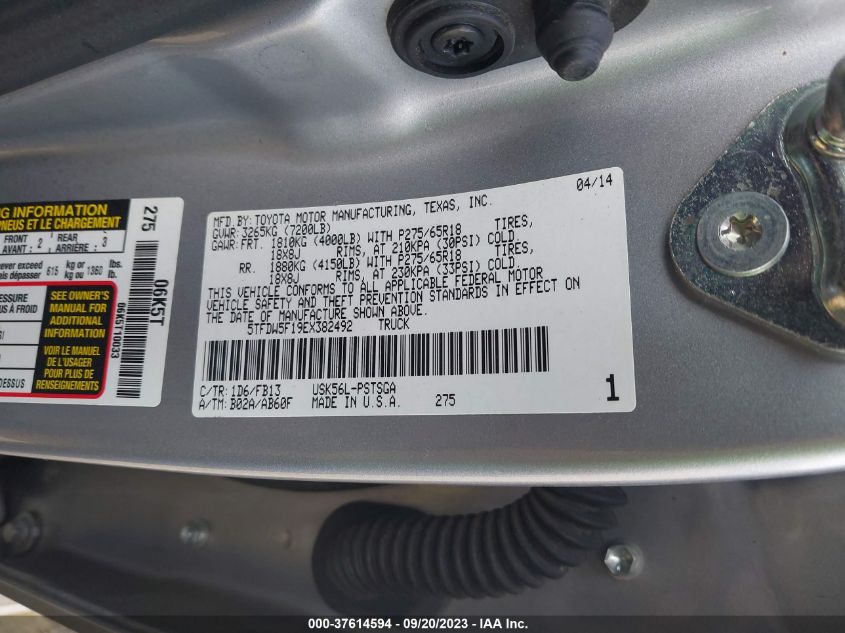 2014 TOYOTA TUNDRA 4WD TRUCK SR5 5TFDW5F19EX382492