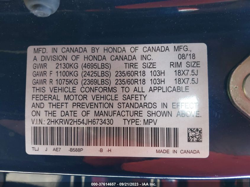2018 HONDA CR-V EX - 2HKRW2H54JH673430