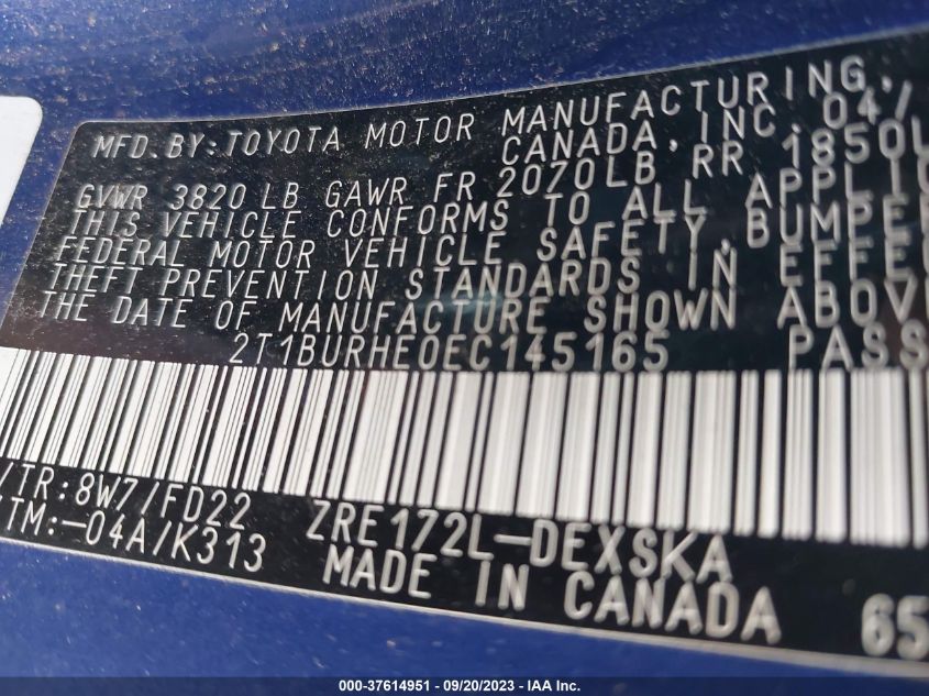 2014 TOYOTA COROLLA S - 2T1BURHE0EC145165