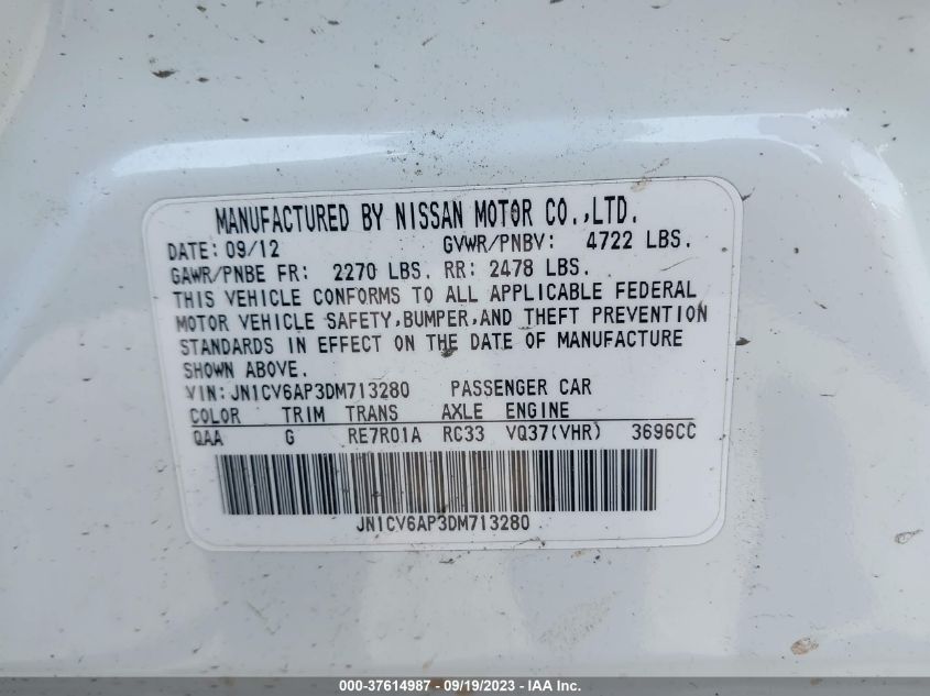 2013 INFINITI G37 JOURNEY - JN1CV6AP3DM713280