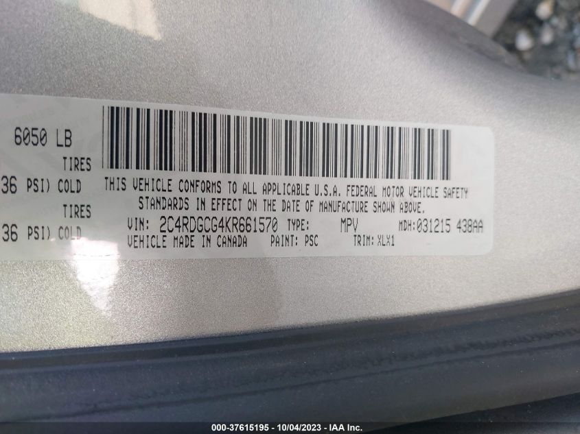 2C4RDGCG4KR661570 Dodge Grand Caravan SXT 9