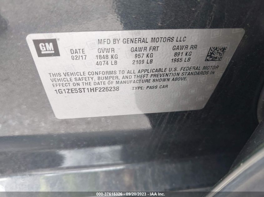 2017 CHEVROLET MALIBU LT - 1G1ZE5ST1HF226238