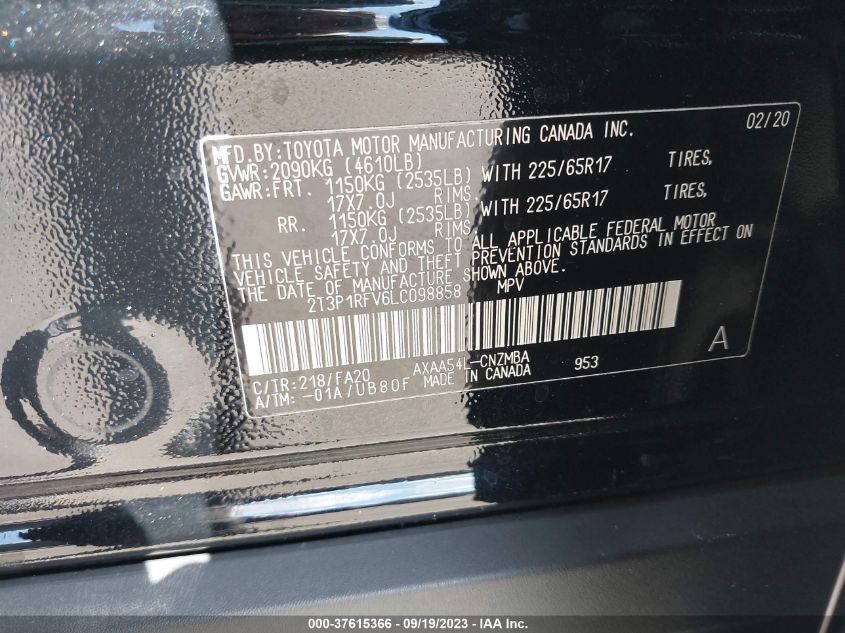 2020 TOYOTA RAV4 XLE - 2T3P1RFV6LC098858