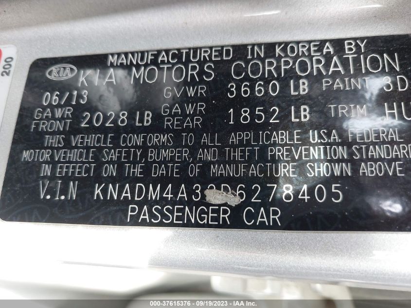 2013 KIA RIO LX - KNADM4A32D6278405
