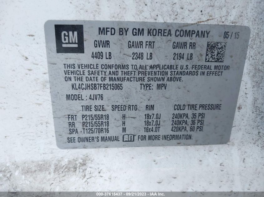 2015 BUICK ENCORE PREMIUM - KL4CJHSB7FB215065