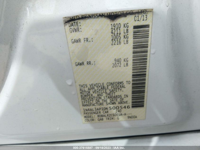 2013 NISSAN ALTIMA 2.5 S - 1N4AL3AP1DN500546