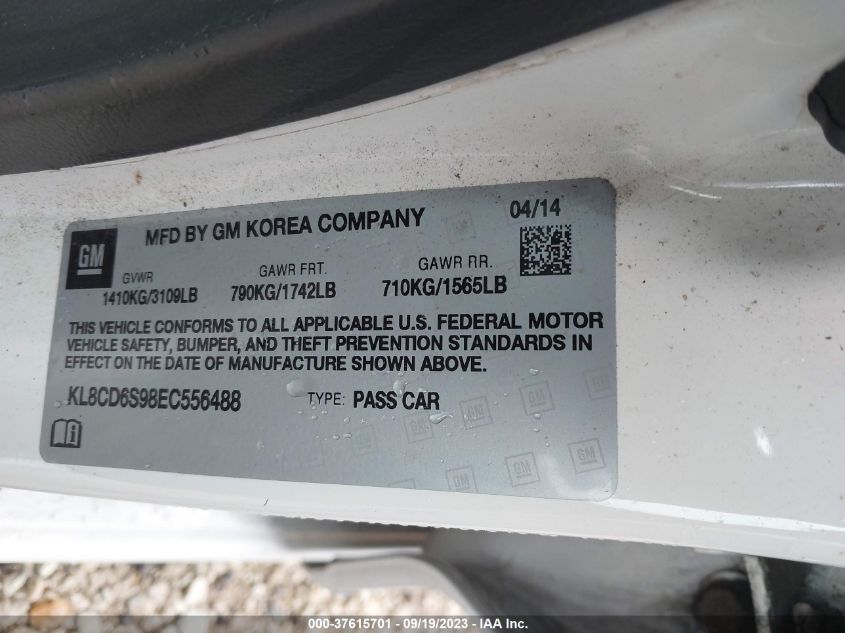 2014 CHEVROLET SPARK LT - KL8CD6S98EC556488