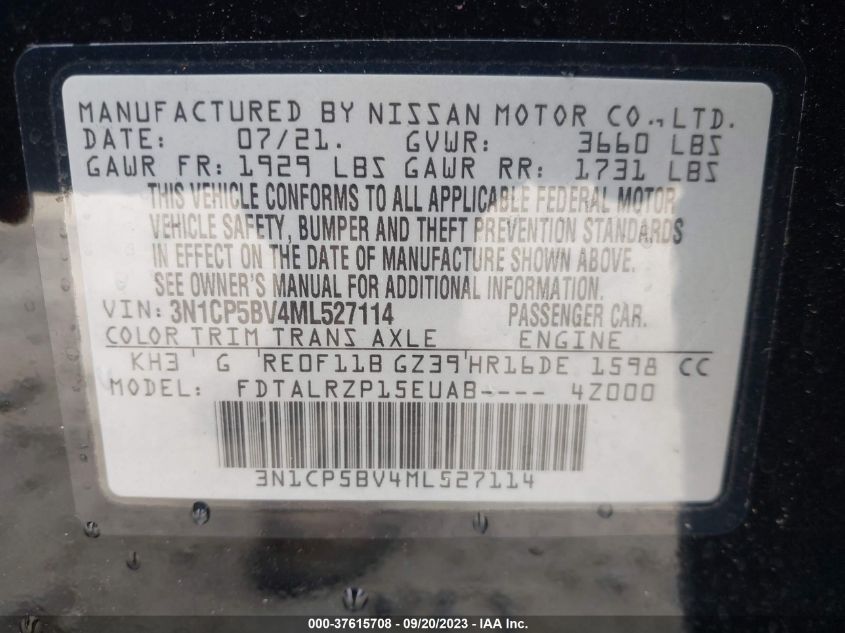 2021 NISSAN KICKS S - 3N1CP5BV4ML527114
