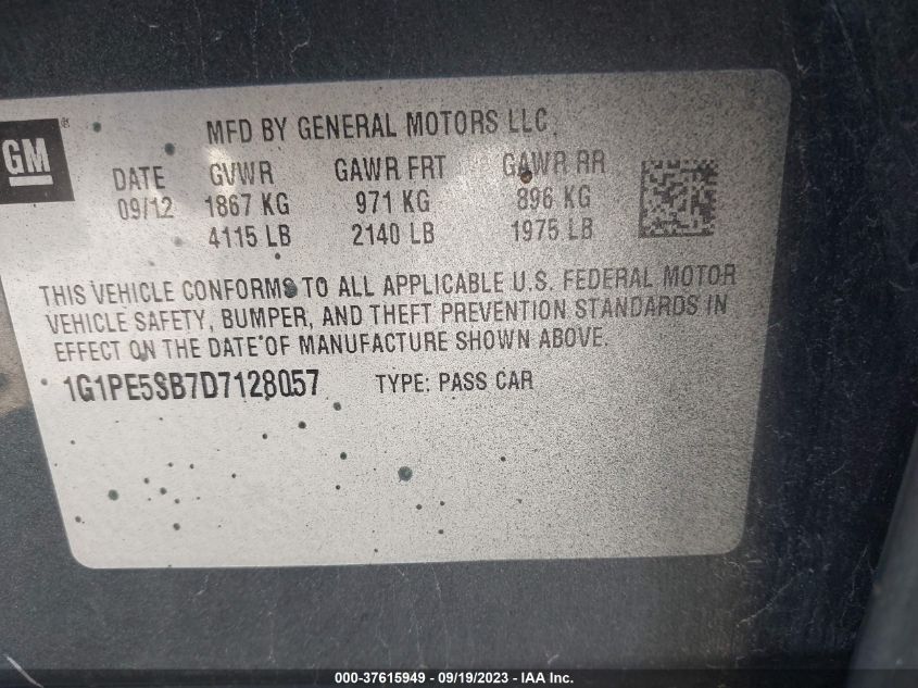 2013 CHEVROLET CRUZE 2LT - 1G1PE5SB7D7128057