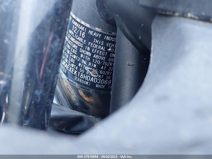 2017 KAWASAKI EX650 F - JKAEXEK18HDA03069