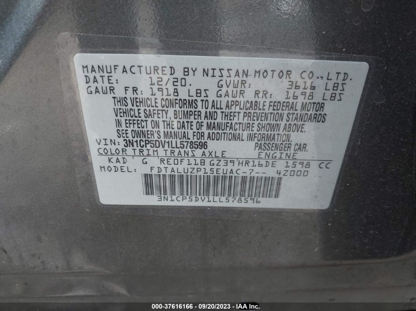 2020 NISSAN KICKS SR - 3N1CP5DV1LL578596