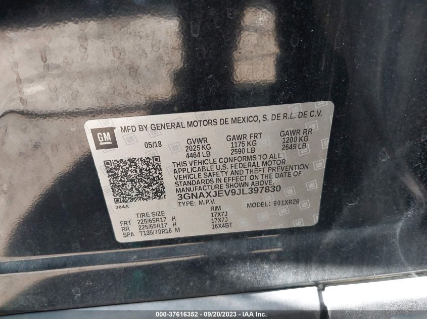2018 CHEVROLET EQUINOX LT - 3GNAXJEV9JL397830