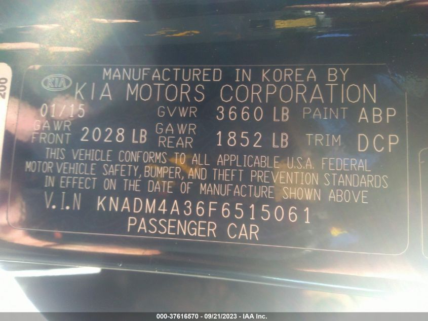 2015 KIA RIO LX - KNADM4A36F6515061