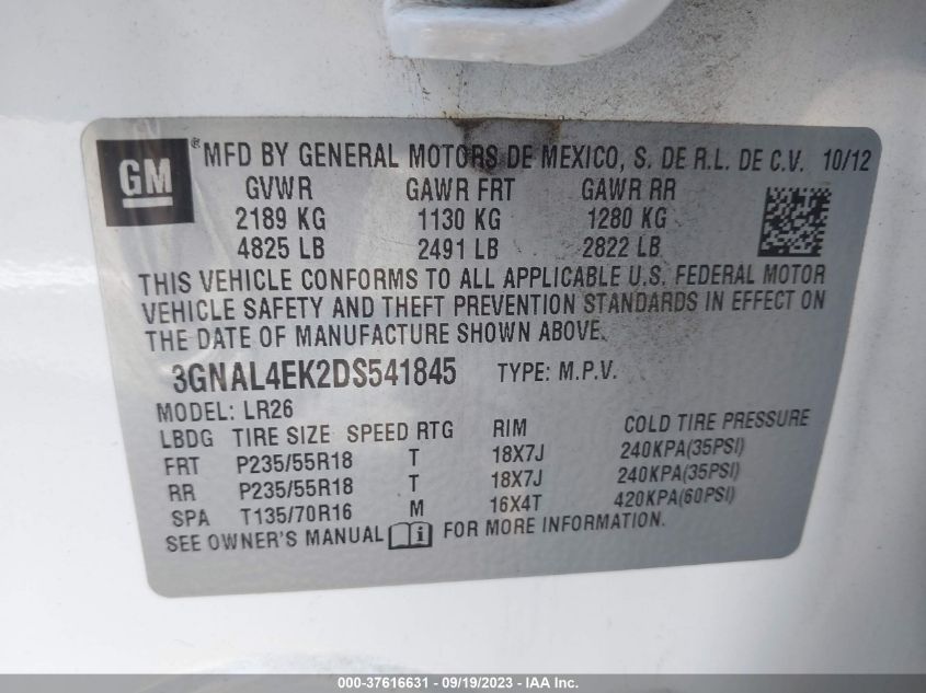 2013 CHEVROLET CAPTIVA SPORT FLEET LTZ 3GNAL4EK2DS541845