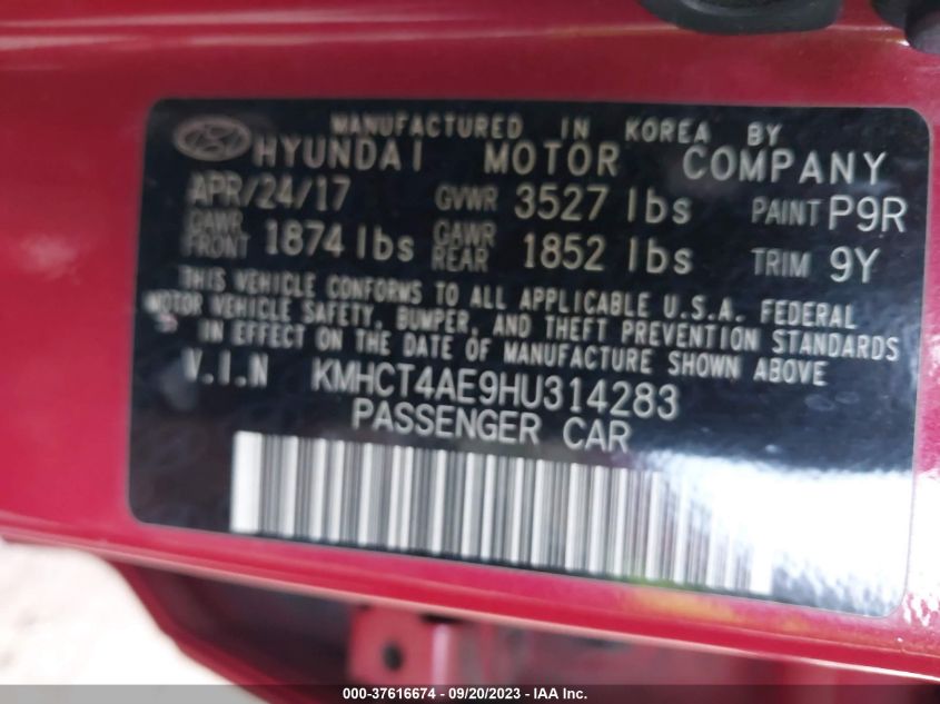 2017 HYUNDAI ACCENT SE - KMHCT4AE9HU314283