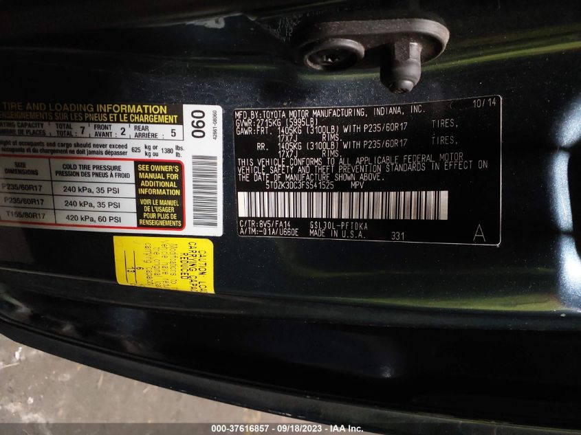 2015 TOYOTA SIENNA L - 5TDZK3DC3FS541525
