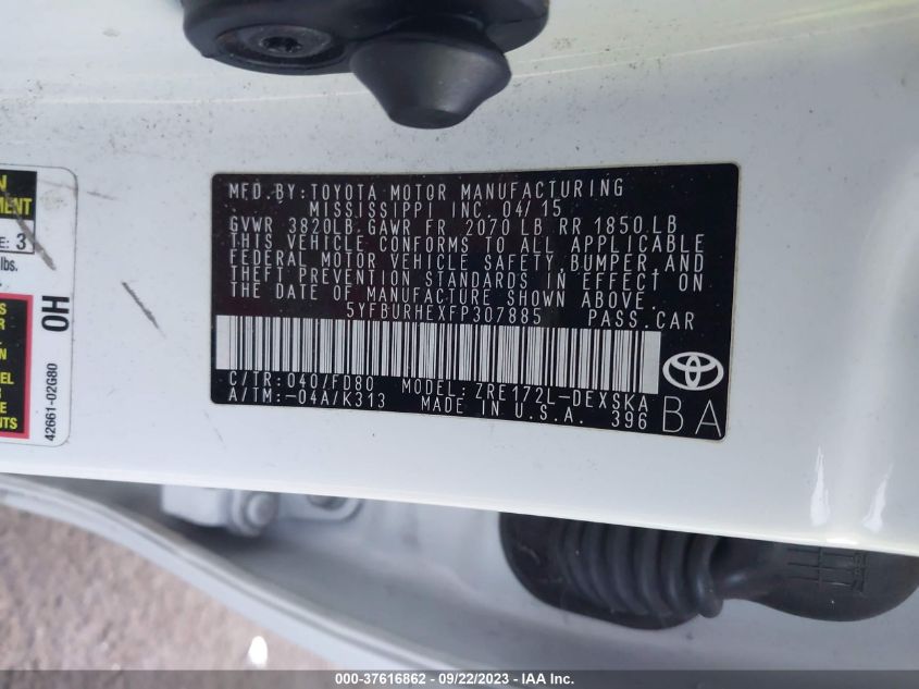 2015 TOYOTA COROLLA L/LE/S/S PLUS/LE PLUS - 5YFBURHEXFP307885