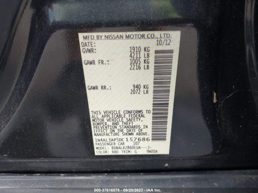 2013 NISSAN ALTIMA 2.5 S - 1N4AL3AP5DC157686
