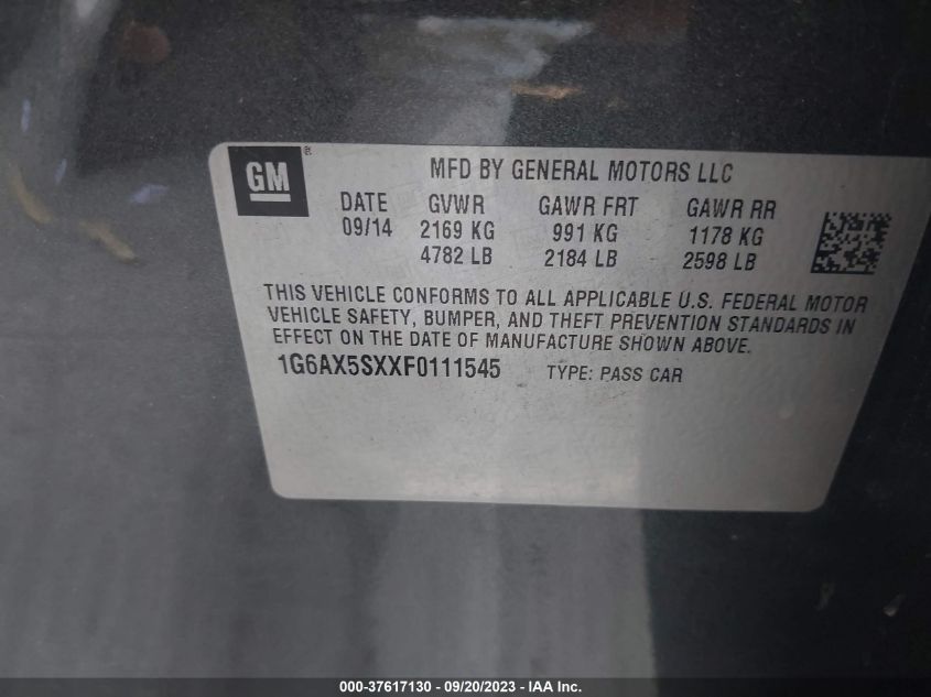 2015 CADILLAC CTS LUXURY - 1G6AX5SXXF0111545