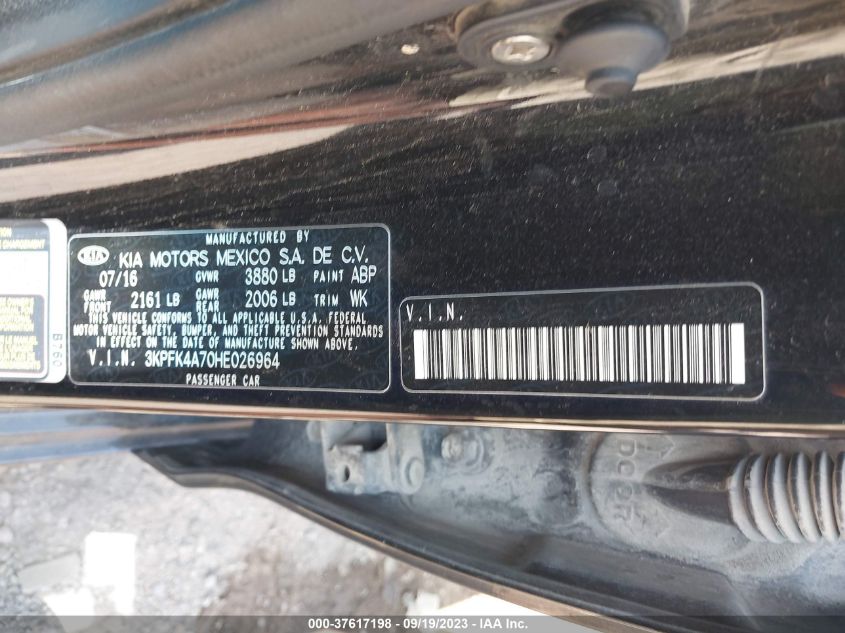 2017 KIA FORTE LX - 3KPFK4A70HE026964