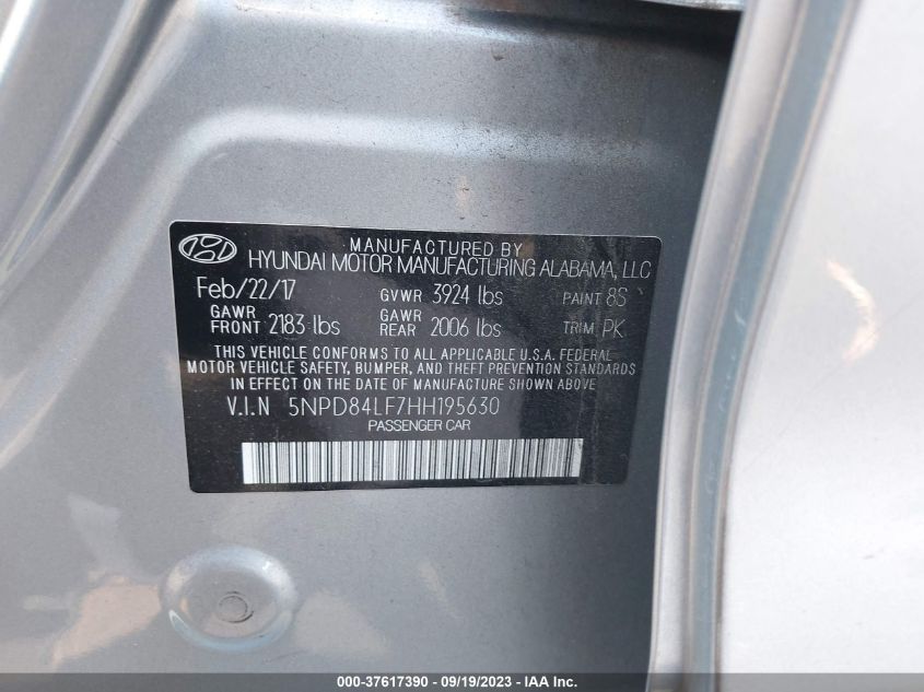 2017 HYUNDAI ELANTRA SE - 5NPD84LF7HH195630