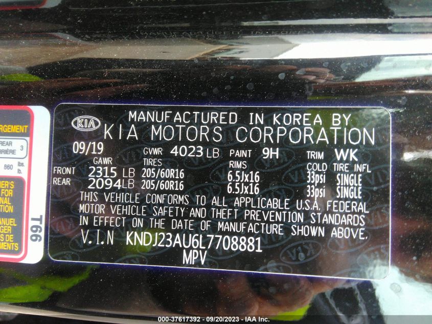 2020 KIA SOUL S - KNDJ23AU6L7708881