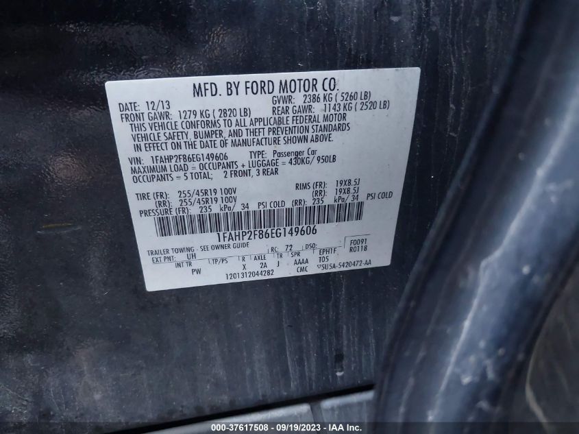2014 FORD TAURUS LIMITED - 1FAHP2F86EG149606