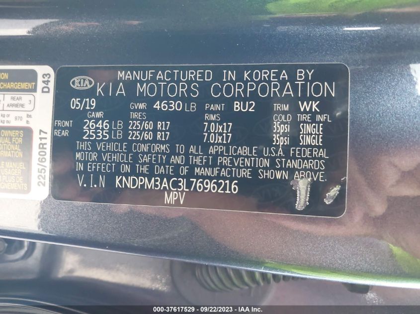 2020 KIA SPORTAGE LX - KNDPM3AC3L7696216