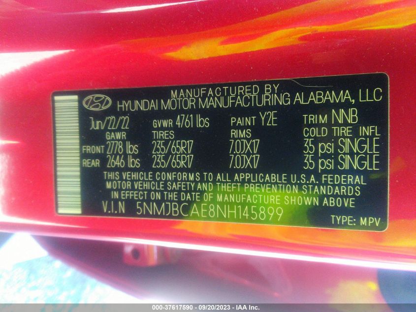 2022 HYUNDAI TUCSON SEL - 5NMJBCAE8NH145899